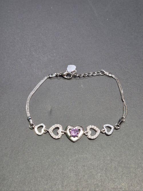 Amethyst Crystal Heart Bracelet featuring purple crystals and heart charm