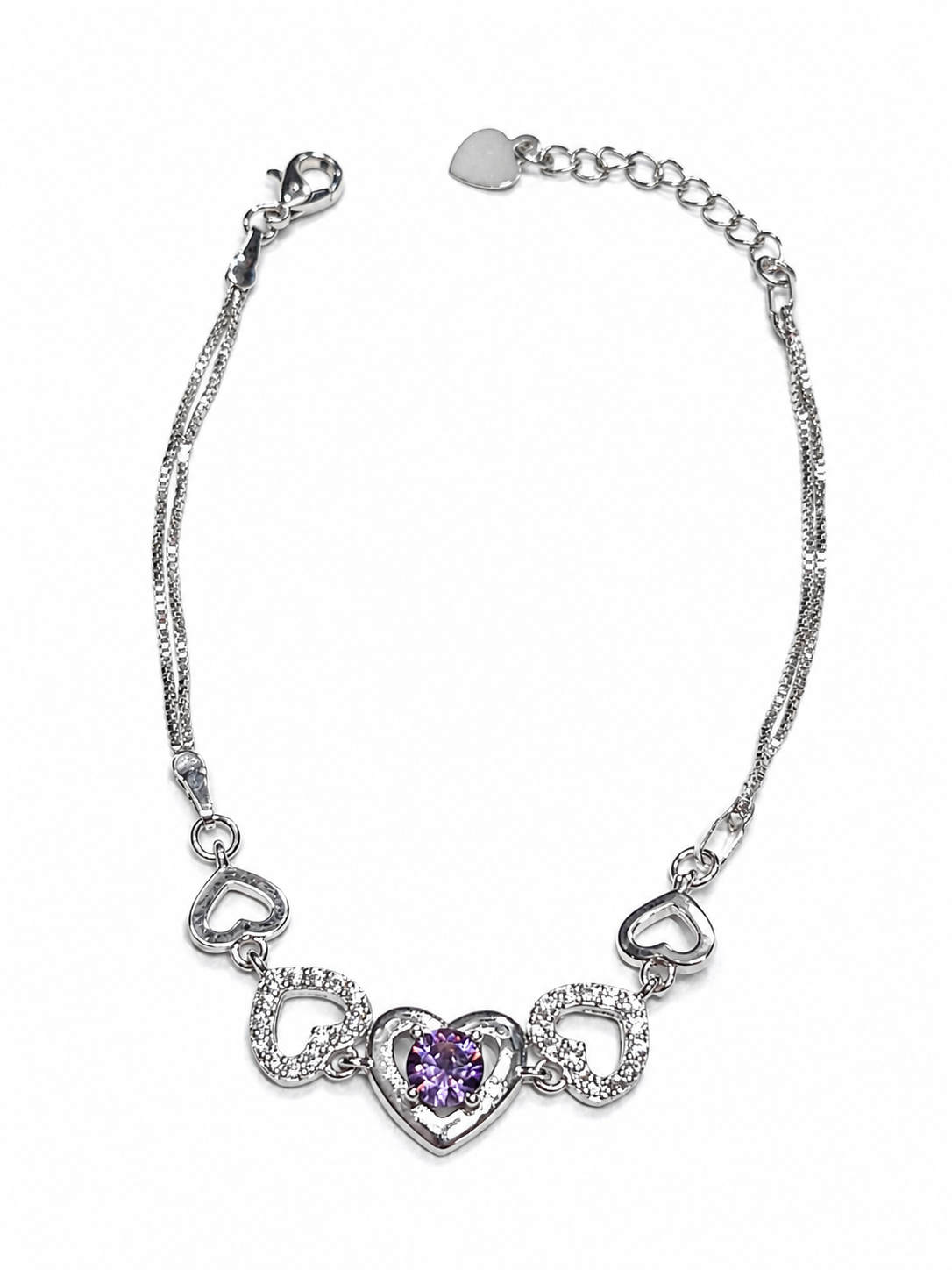 Amethyst Crystal Heart Bracelet