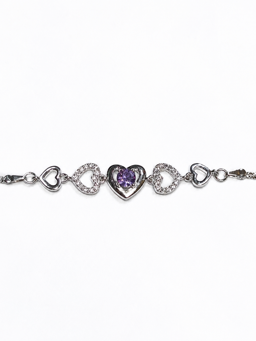 Amethyst Crystal Heart Bracelet