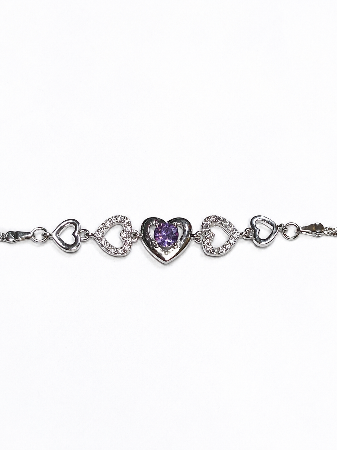 Amethyst Crystal Heart Bracelet