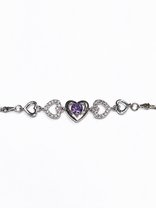 Amethyst Crystal Heart Bracelet