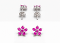 Sterling Silver Ruby Flower Studs