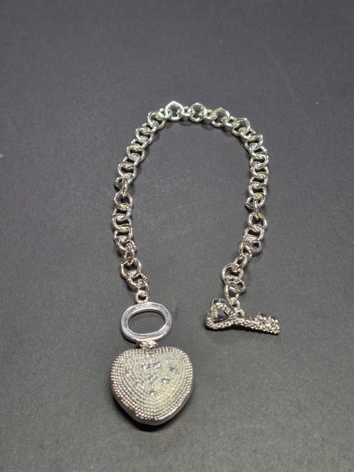 Key To My Heart Toggle Bracelet in sterling silver over brass