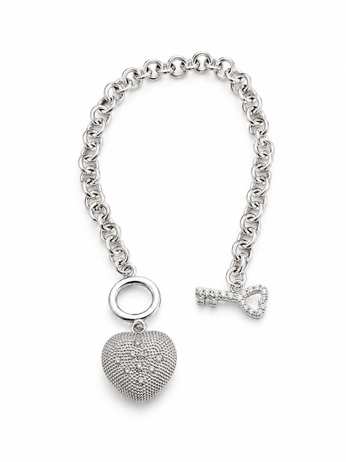 Key To My Heart Toggle Bracelet in sterling silver over brass