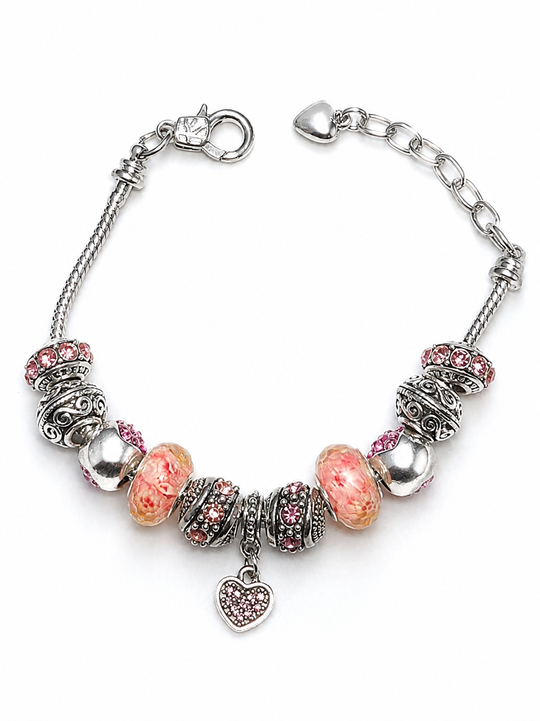 Pink Austrian Crystal Charm Bracelet