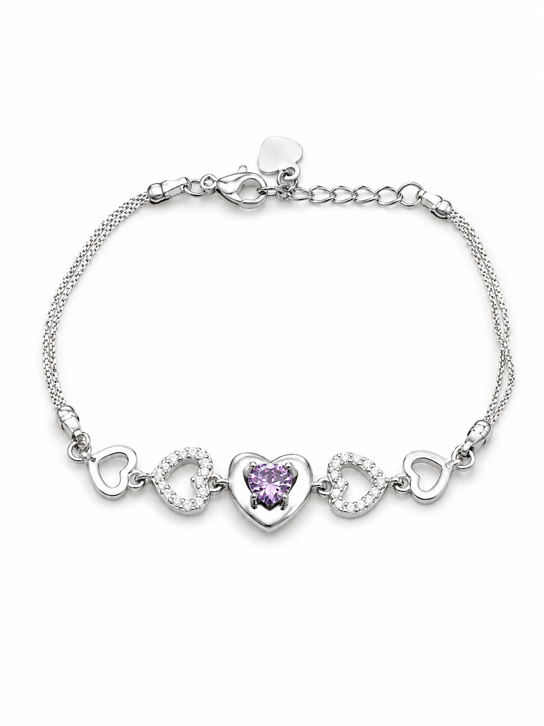 Amethyst Crystal Heart Bracelet