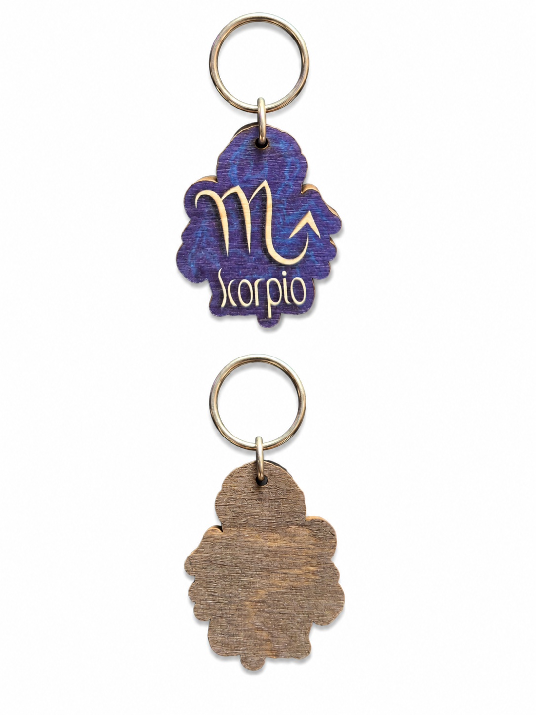 Personalized Scorpio Wooden Zodiac Keychain with engraved astrology sign
