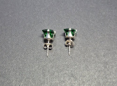 Sterling Silver Emerald Cut Stud Earrings featuring clear emerald-cut stones