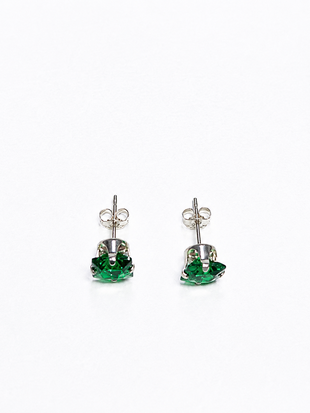 Sterling Silver Emerald Cut Stud Earrings