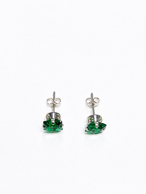 Sterling Silver Emerald Cut Stud Earrings