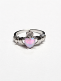 Sterling Silver Pink Opal Claddagh Ring