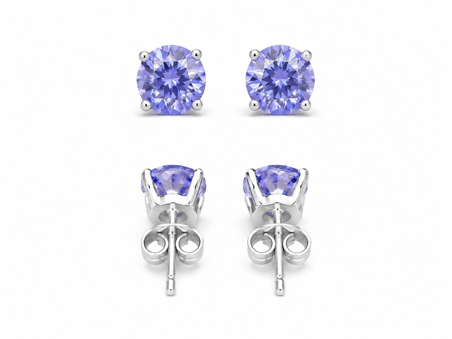 Sterling Silver Tanzanite Stud Earrings