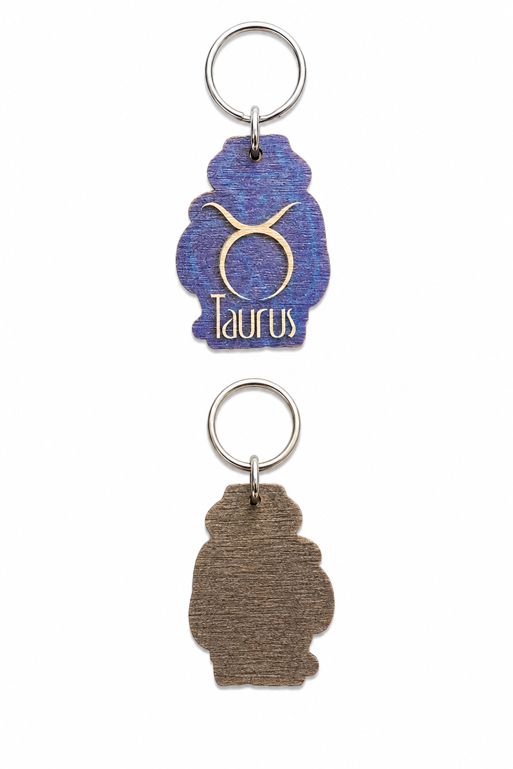 Personalized Taurus Wooden Zodiac Keychain with engraved astrology sign
