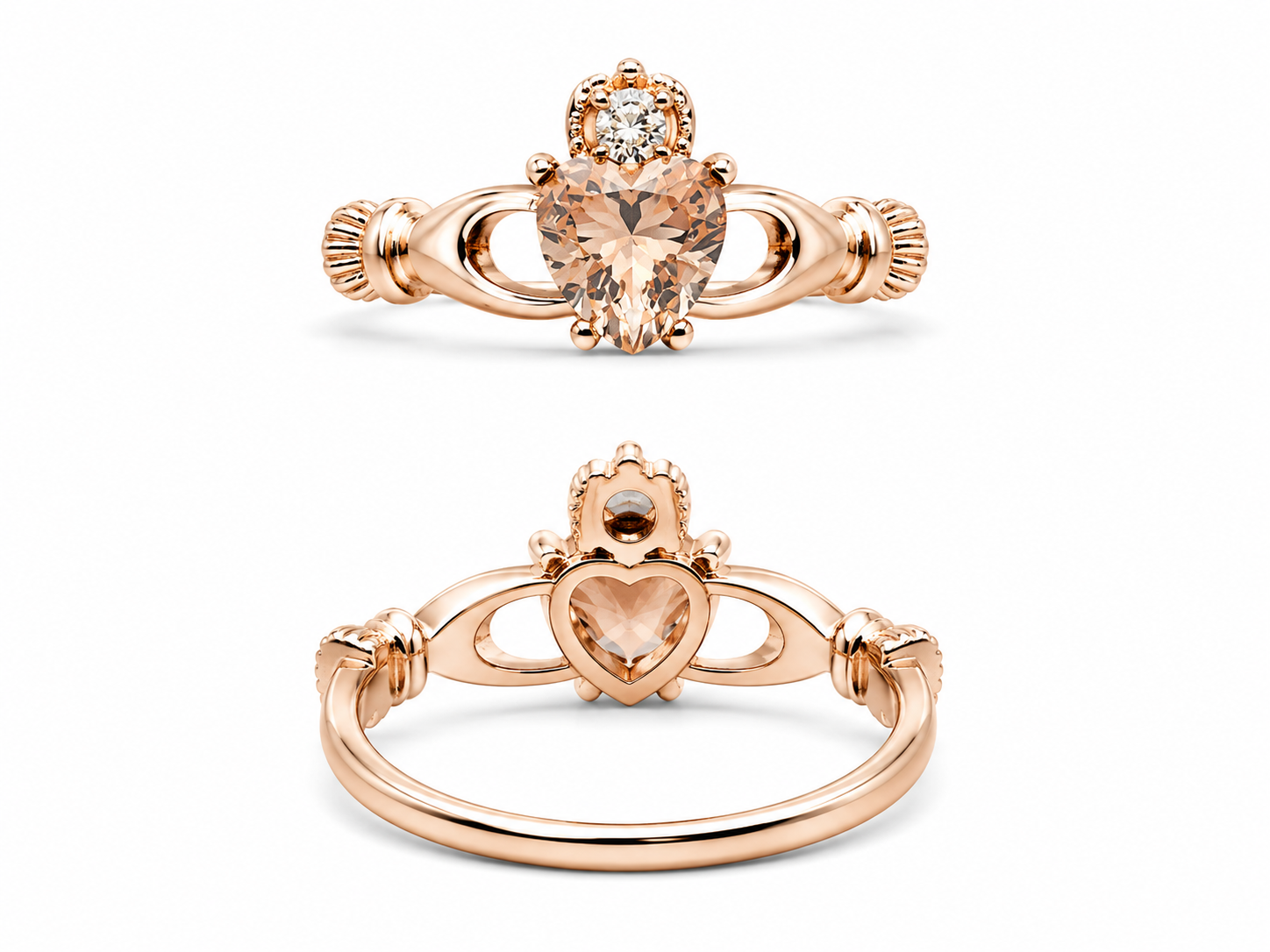 Sterling Silver Morganite Claddagh Ring