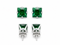 Sterling Silver Emerald Cut Stud Earrings